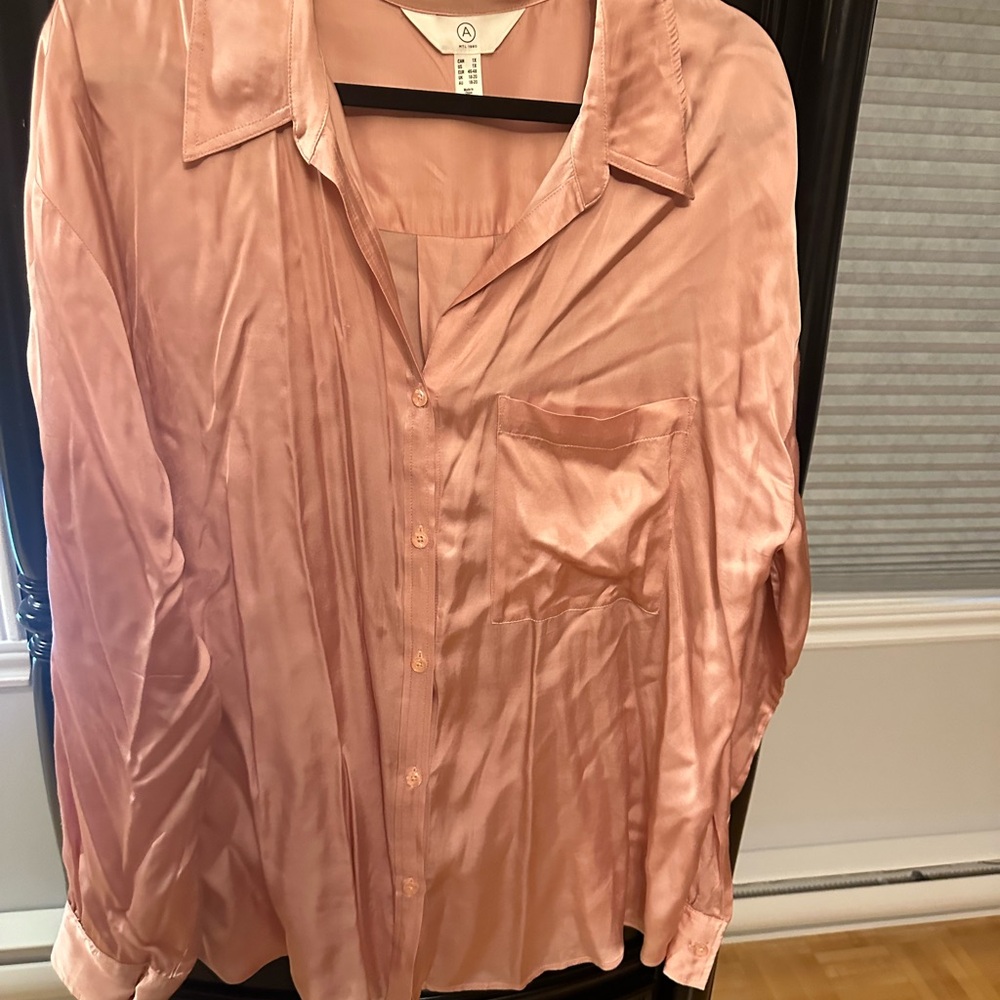 New Pink Nude Satin shirt, size 1X
